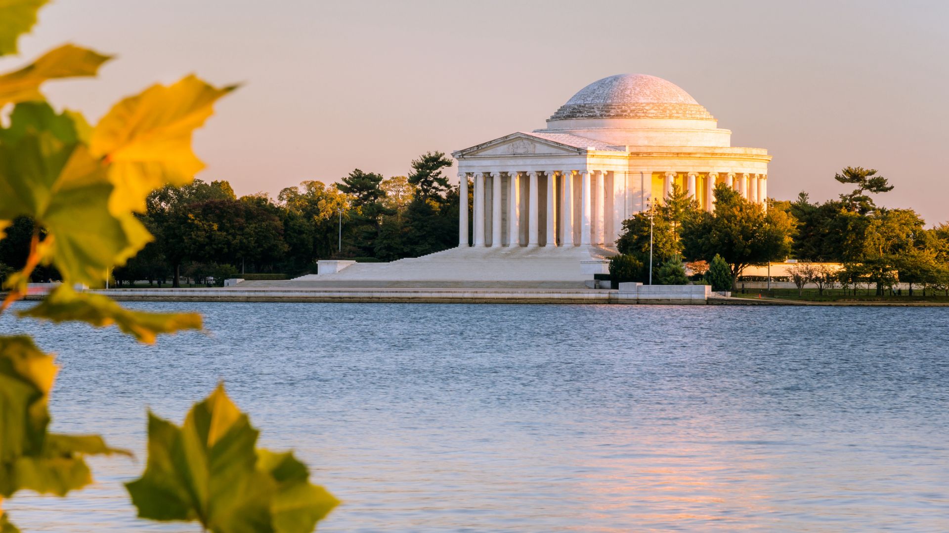 Jefferson Memorial Over A Body Of Water